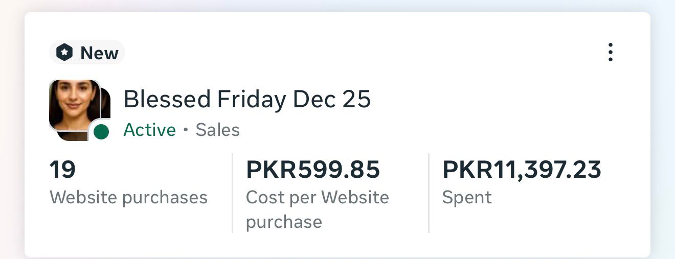 Blessed Friday Meta Ads campaign screenshot